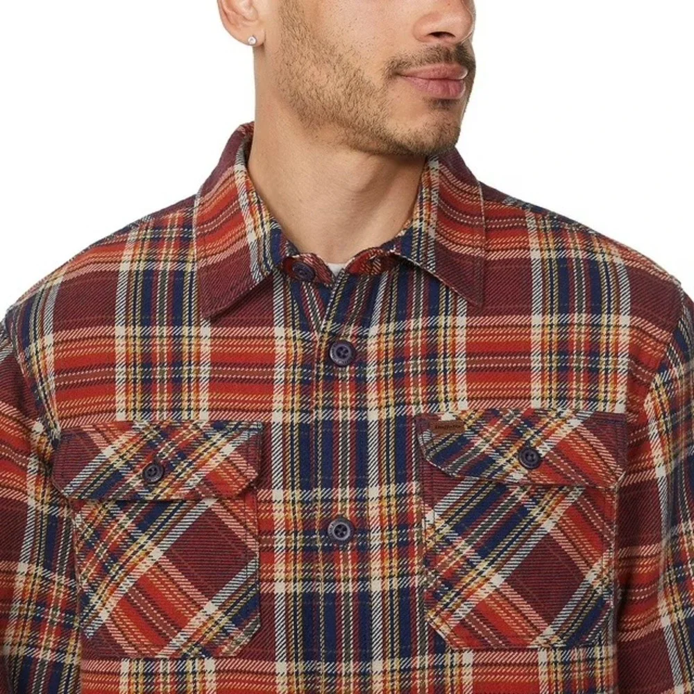 Buffalo David Bitton Mens Plaid Shirt Jacket Red Small Cotton Button Up NWT